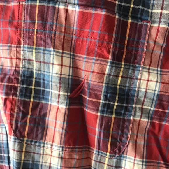 FINAL PRICE - Nautica Red/Navy/White/Yellow Plaid Button-Down Shirt XX-Large - Picture 3 of 10